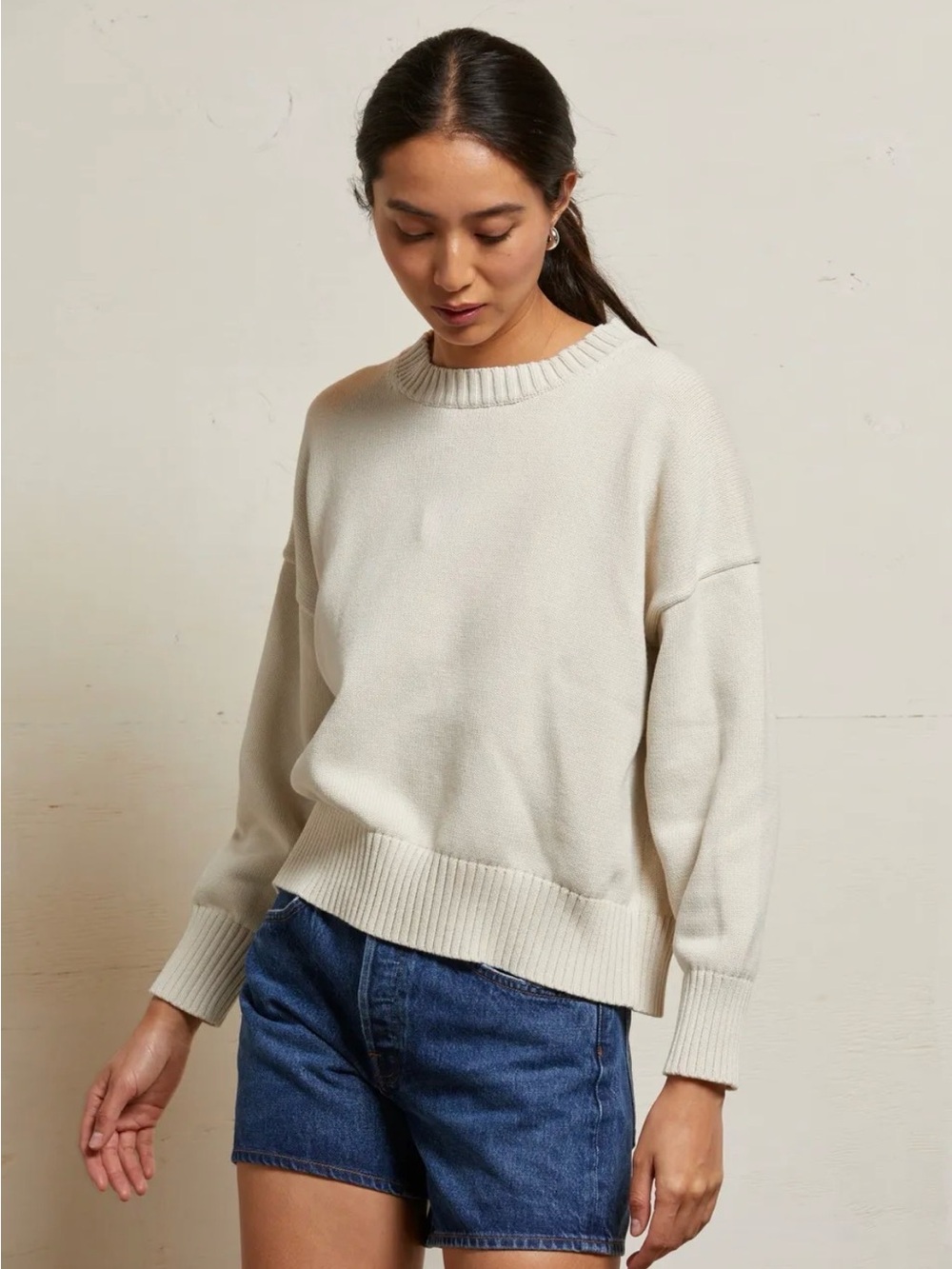 Janet Cotton Boxy Crewneck Sweater